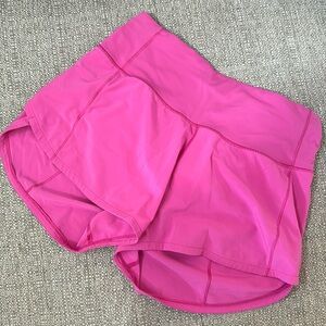 Lululemon speed up high rise lined shorts, size 4, 4”, Sonic Pink
